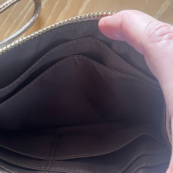 Coach Gold and Brown Signature Wristlet